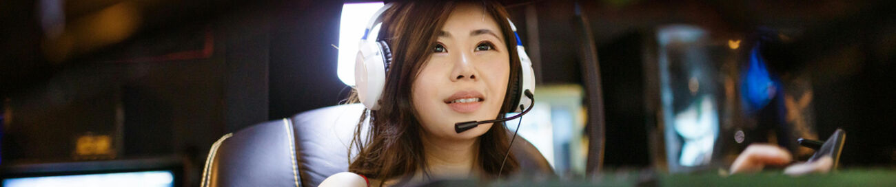 woman wearing gaming headset