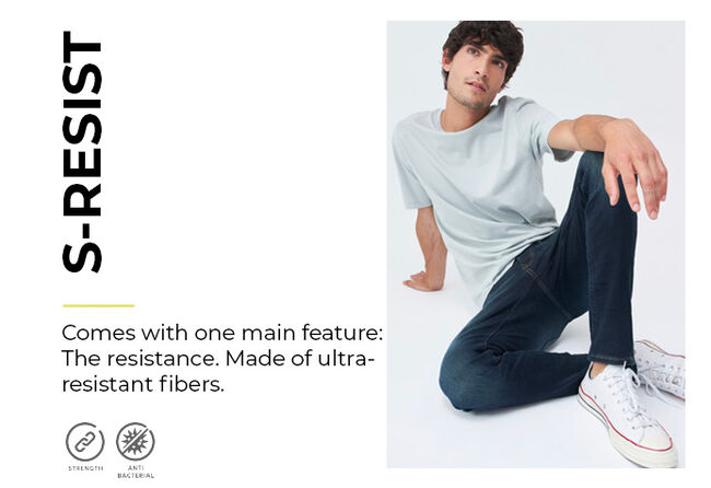 man in s-resist type of denim jeans