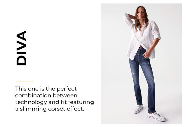 woman in diva style of jeans by Salsa Jeans