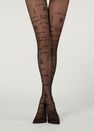 Calzedonia - BLACK 30 Denier Sheer Tights with Love Print Calzedonia - BLACK 30 Denier Sheer Tights with Love Print