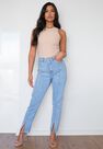 Missguided - Light Blue Wrath Straight Leg Split Hem Jeans Missguided - Light Blue Wrath Straight Leg Split Hem Jeans