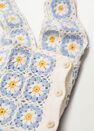 Mango - lt-pastel blue Handmade daisy-print crochet top, Women Mango - lt-pastel blue Handmade daisy-print crochet top, Women