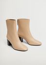 Mango - Light Beige Heel Leather Ankle Boot Mango - Light Beige Heel Leather Ankle Boot