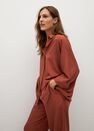 Mango - Medium Orange Oversize Flowy Shirt Mango - Medium Orange Oversize Flowy Shirt