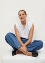 Mango - White Organic Cotton T-Shirt With Shoulder Pads Mango - White Organic Cotton T-Shirt With Shoulder Pads