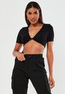 Missguided - Black Black Twist Front Crop Top Missguided - Black Black Twist Front Crop Top