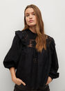 Mango - black Frilled openwork blouse Mango - black Frilled openwork blouse