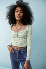 Urban Outfitters - Lt Green UO Long Sleeve Ditsy Floral Sweetheart Top Urban Outfitters - Lt Green UO Long Sleeve Ditsy Floral Sweetheart Top