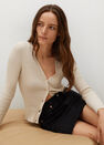 Mango - open grey Denim miniskirt with frayed hem, Women Mango - open grey Denim miniskirt with frayed hem, Women