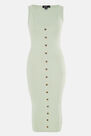 Missguided - Green Rib Tortoiseshell Button Midaxi Dress Missguided - Green Rib Tortoiseshell Button Midaxi Dress