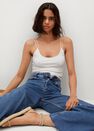 Mango - natural white Ribbed crop top, Women Mango - natural white Ribbed crop top, Women