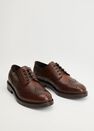 Mango - Medium Brown Laser-Cut Leather Blucher Shoes Mango - Medium Brown Laser-Cut Leather Blucher Shoes