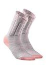 QUECHUA - Children's Mid Hiking Socks SH100 Warm x2 Pairs- Coral/Grey, EU 27-30 QUECHUA - Children's Mid Hiking Socks SH100 Warm x2 Pairs- Coral/Grey, EU 27-30