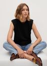 Mango - Black Organic Cotton T-Shirt With Shoulder Pads Mango - Black Organic Cotton T-Shirt With Shoulder Pads