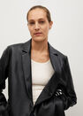 Mango - black Leather-effect coat with belt Mango - black Leather-effect coat with belt