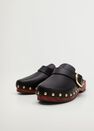 Mango - black Studded leather clog, Women Mango - black Studded leather clog, Women
