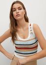 Mango - Pastel Grey Openwork Cotton Gilet Mango - Pastel Grey Openwork Cotton Gilet
