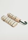 Mango - green Striped folding umbrella, Women Mango - green Striped folding umbrella, Women