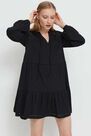 Mohito - Openwork Dress With Puff Sleeves - Black Mohito - Openwork Dress With Puff Sleeves - Black
