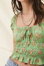 Urban Outfitters - Green UO Luna Ruched Floral Top Urban Outfitters - Green UO Luna Ruched Floral Top