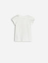 Reserved - Ivory Cotton T-Shirt With Fox Motif, Kids Girl Reserved - Ivory Cotton T-Shirt With Fox Motif, Kids Girl