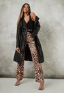 Missguided - Multi Tan Leopard Print Satin Straight Leg Trousers Missguided - Multi Tan Leopard Print Satin Straight Leg Trousers