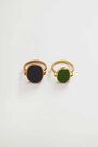 Mango - Gold Resin Ring Set, Women Mango - Gold Resin Ring Set, Women