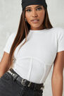 Missguided - White Rib Short Sleeve Corset T Shirt Missguided - White Rib Short Sleeve Corset T Shirt