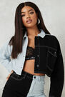 Missguided - Blue Co Ord Contrast Panel Denim Jacket Missguided - Blue Co Ord Contrast Panel Denim Jacket