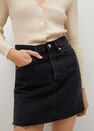 Mango - open grey Denim miniskirt with frayed hem, Women Mango - open grey Denim miniskirt with frayed hem, Women