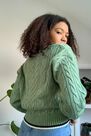 Urban Outfitters - KHAKI BDG V-Neck Cable Knit Varsity Jumper Urban Outfitters - KHAKI BDG V-Neck Cable Knit Varsity Jumper