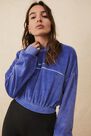 Urban Outfitters - Blue Iets Frans'.. Velour Cropped Sweatshirt Urban Outfitters - Blue Iets Frans'.. Velour Cropped Sweatshirt