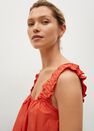 Mango - Medium Red 100% Cotton Midi Dress, Women Mango - Medium Red 100% Cotton Midi Dress, Women
