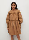 Mango - medium brown Organic cotton puffed dress Mango - medium brown Organic cotton puffed dress