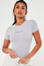 Missguided - Grey Crew Neck Bodysuit With Slogan Missguided - Grey Crew Neck Bodysuit With Slogan