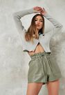Missguided - Green Sage Faux Leather Elasticated Waist Shorts Missguided - Green Sage Faux Leather Elasticated Waist Shorts