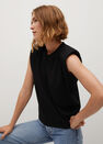 Mango - Black Organic Cotton T-Shirt With Shoulder Pads Mango - Black Organic Cotton T-Shirt With Shoulder Pads
