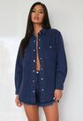 Missguided - Navy Co Ord Oversized Denim Shirt Missguided - Navy Co Ord Oversized Denim Shirt