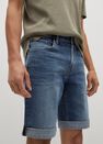 Mango - open blue Dark wash denim Bermuda shorts, Men Mango - open blue Dark wash denim Bermuda shorts, Men
