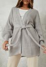 Missguided - Grey Belted Balloon Sleeve Knitted Cardigan Missguided - Grey Belted Balloon Sleeve Knitted Cardigan