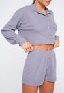 Missguided - Grey Rib Soft Touch Crop Shirt Short Pyjama Set Missguided - Grey Rib Soft Touch Crop Shirt Short Pyjama Set