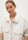 Mango - light beige Oversized denim jacket, Women Mango - light beige Oversized denim jacket, Women