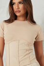 Missguided - Stone Rib Short Sleeve Corset T Shirt Missguided - Stone Rib Short Sleeve Corset T Shirt