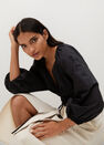 Mango - black Cotton blouse with ruched detail Mango - black Cotton blouse with ruched detail