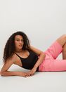 Mango - bright pink Denim bermuda shorts with frayed hem, Women Mango - bright pink Denim bermuda shorts with frayed hem, Women