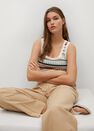 Mango - Pastel Grey Openwork Cotton Gilet Mango - Pastel Grey Openwork Cotton Gilet