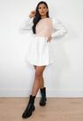 Missguided - Stone Sweater Insert Puff Sleeve Shirt Dress Missguided - Stone Sweater Insert Puff Sleeve Shirt Dress