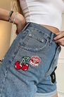 Urban Outfitters - Denim BDG Varsity Patch High-Rise Light Blue Denim Mom Shorts Urban Outfitters - Denim BDG Varsity Patch High-Rise Light Blue Denim Mom Shorts