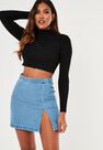 Missguided - Blue Single Split Denim Mini Skirt Missguided - Blue Single Split Denim Mini Skirt