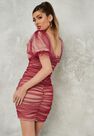 Missguided - Deep Purple Plum Puff Sleeve Ruched Mesh Mini Dress Missguided - Deep Purple Plum Puff Sleeve Ruched Mesh Mini Dress
